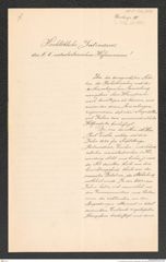 k.k. naturhistorisches Hofmuseum, Intendanzakten 1885-1896 (Hauer), Aktenzahl Z.706.d/1891, Seite 1